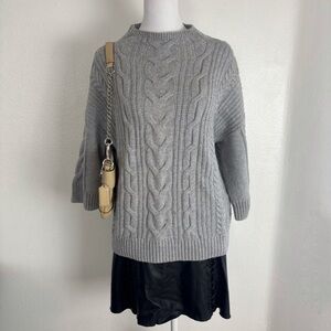 Vince Camuto Gray Cable Knit Sweater Medium